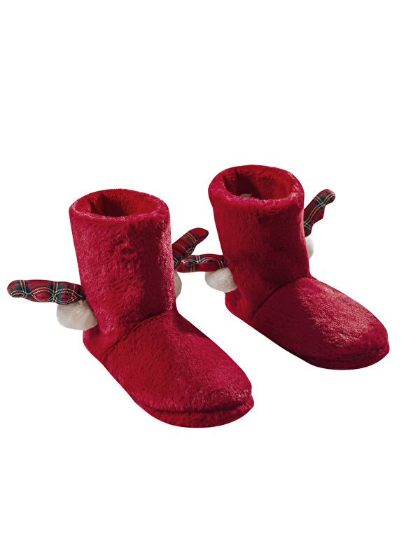 Yılbaşı Temalı Kadın Pelüş Ev Botu Panduf - Görsel 7