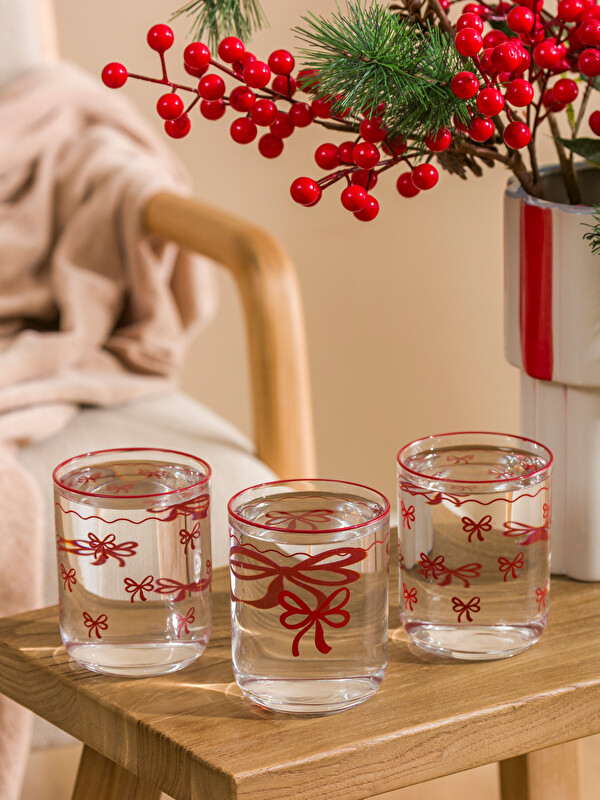 LCW HOME Bow Print Glass Set of 3 350 ml