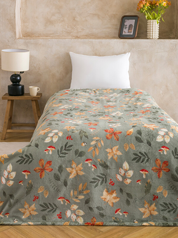 LCW HOME Yaprak Desenli Tek Kişilik Battaniye