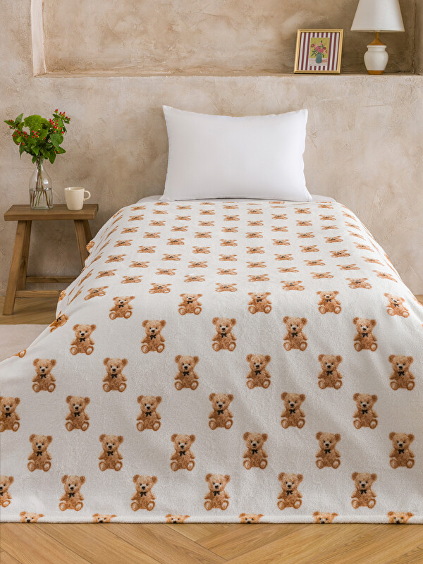 LCW HOME Ayı Teddy Baskılı Tek Kişilik Battaniye 150x220 cm