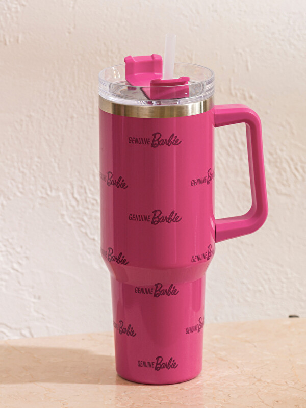 LCW JOY Barbie Printed Straw Metal Water Bottle 1000 ml