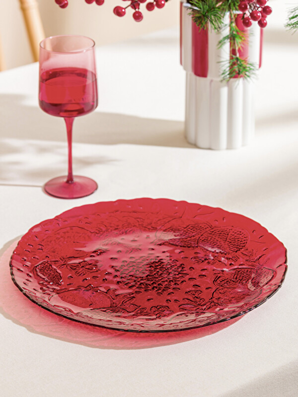 LCW HOME New Year Themed Glass Plate 32 cm - W5JA24Z8-YHV - LC Waikiki