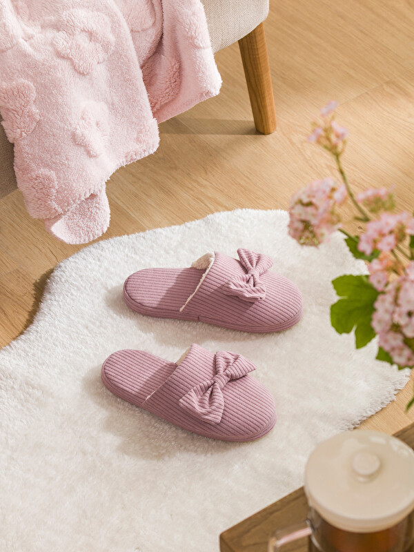 LCW STEPS Pelüş Fiyonklu Kadın Ev Terliği