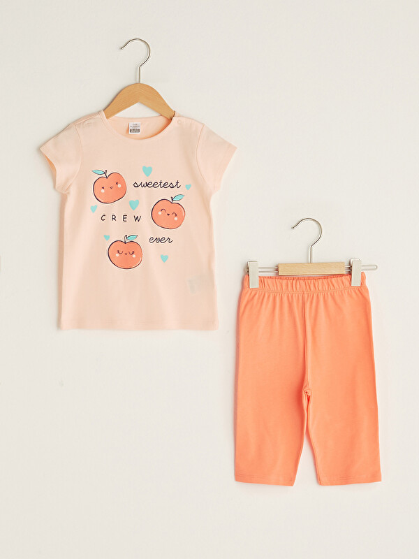 LCW baby Ensemble de pyjamas imprimé à manches courtes à col rond pour bébé fille
