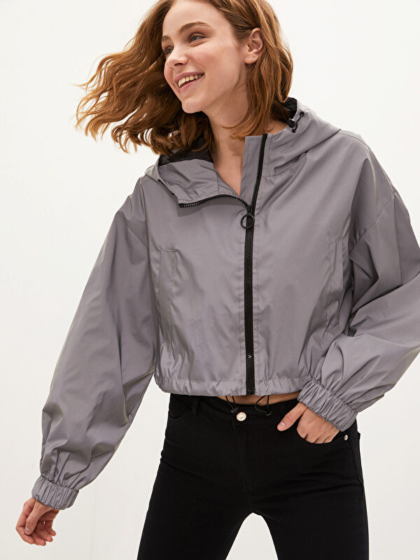 XSIDE Hooded Reflector Zipper Closure Raincoat