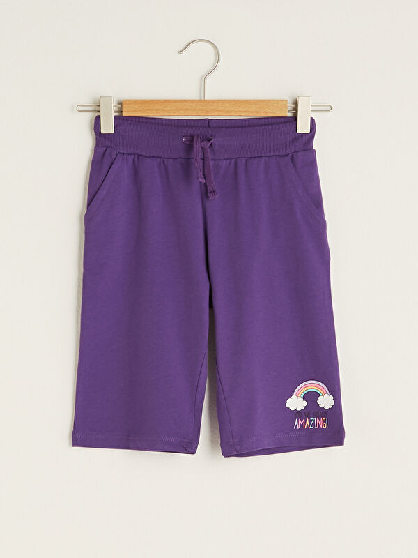 LCW Kids Elasticated Waist Printed Girls' Shorts