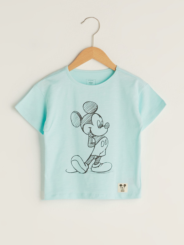 LCW baby Crew Neck Short Sleeve Mickey Mouse Printed Baby Girls' T-Shirt