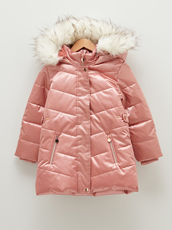 LCW Kids Қыздарға арналған қалың пальто капюшонды