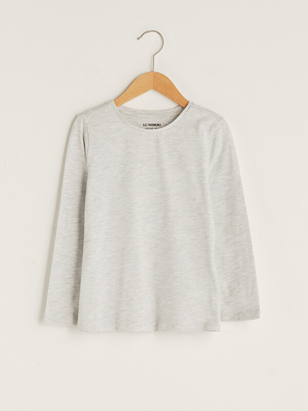 LCW Kids Crew Neck Basic Long Sleeve Girls' T-Shirt