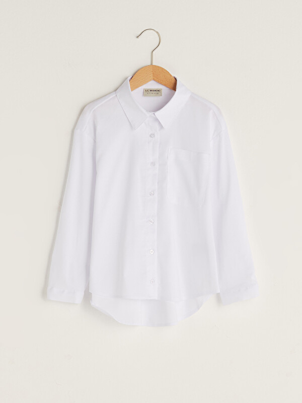 LCW Kids Basic Long Sleeve Poplin Girl Shirt