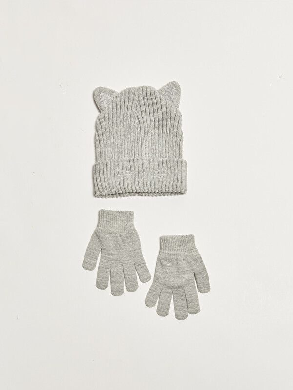 LCW ACCESSORIES Комплект из трикотажной шапки и перчаток с фигурками животных для девочек