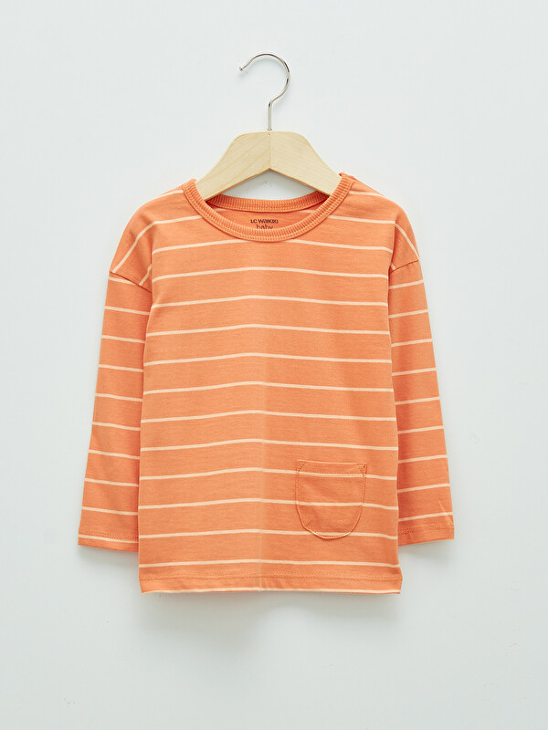 LCW baby Crew Neck Long Sleeve Striped Baby Boys' T-Shirt