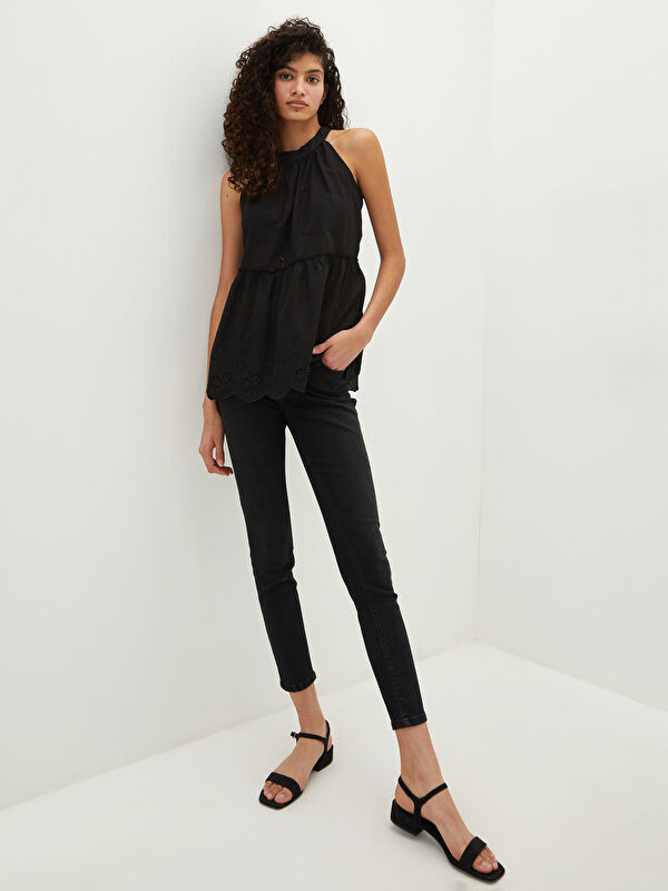LCW Jeans Normal Waist Mercury Skinny Fit Women's Rodeo Jean Trousers with Pocket Detail