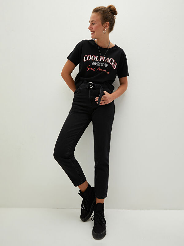 LCW Jeans High Waist Mom Fit Pocket Detailed Women's Rodeo Denim Trousers