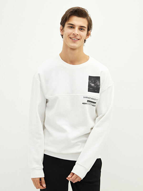 XSIDE Crew Neck Printed Men's Thick Sweatshirt -W19632Z8-R5B
