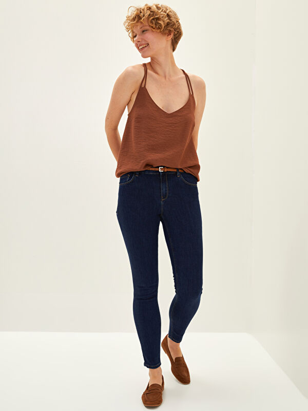 LCW Jeans Normal Waist Mercury Skinny Fit Women's Rodeo Jean Trousers with Pocket Detail