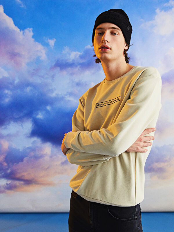 XSIDE Crew Neck Printed Men's Thick Sweatshirt -W1AA01Z8-RKE