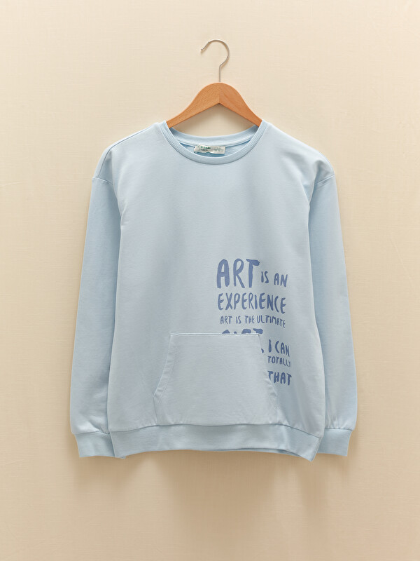 LCW Kids Crew Neck Printed Long Sleeve Girls' Sweatshirt