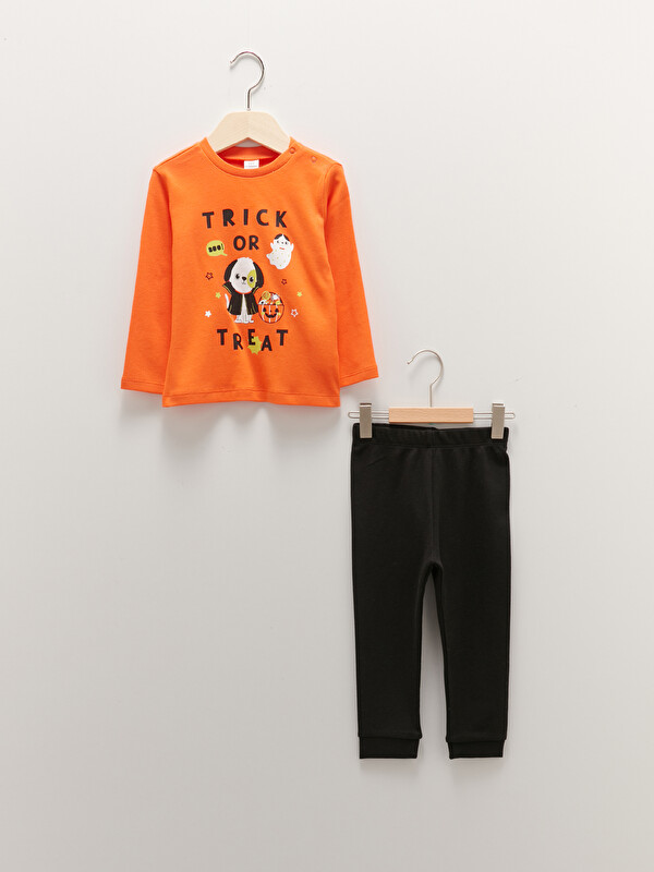 LCW baby Set de pijama pentru bebeluși băieți din bumbac imprimat cu mânecă lungă și guler rotund