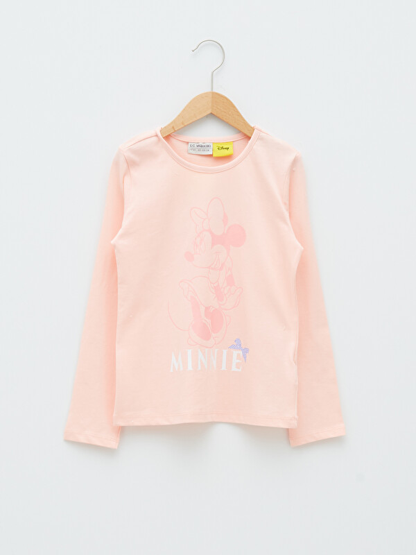LCW Kids Crew Neck Minnie Mouse Printed Long Sleeve Girls' T-Shirt