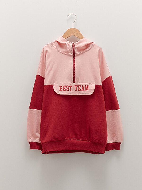 LCW Kids Hooded Printed Long Sleeve Girls' Sweatshirt