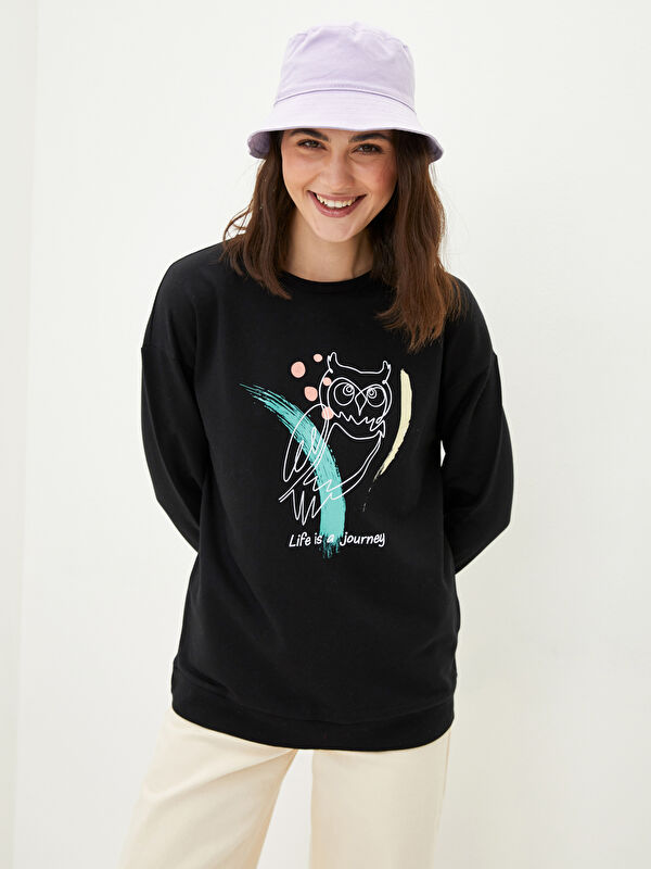 LCW Vision Crew Neck Printed Long Sleeve Women's Sweatshirt