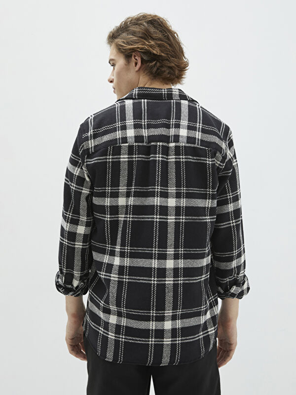 JJページ XSIDE Regular Fit Long Sleeve Plaid Men's Flannel Shirt