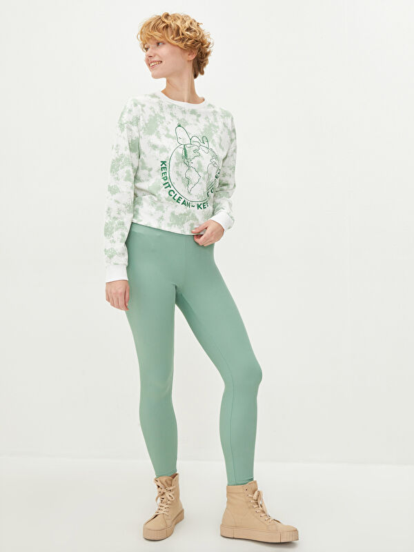 LCW Vision Women's Elasticated Waist Plain Leggings Trousers