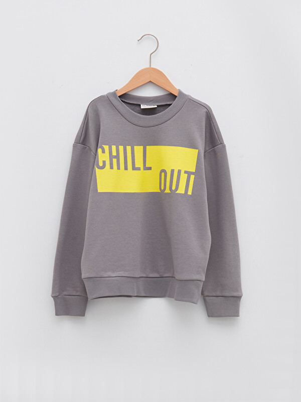 LCW Kids Crew Neck Printed Long Sleeve Boys' Sweatshirt