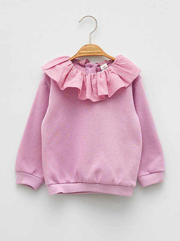 LCW baby Crew Neck Long Sleeve Basic Baby Girls' Sweatshirt