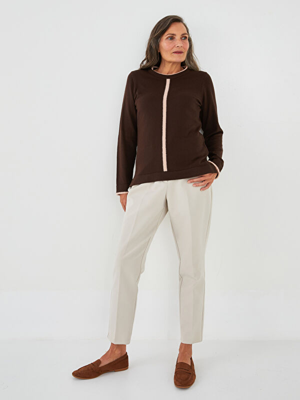 LCW Grace Crew Neck Patterned Long Sleeve Women's Knitwear Sweater