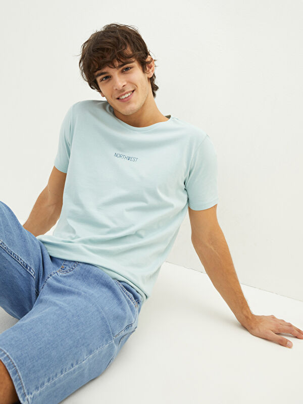 XSIDE Crew Neck Short Sleeve Printed Combed Cotton Men's T