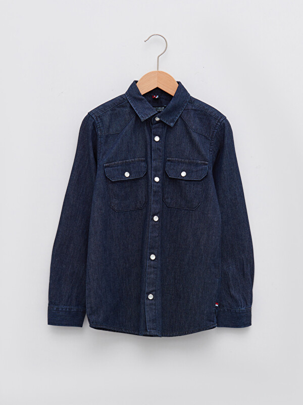 LCW Kids Basic Long Sleeve Boys' Denim Shirt