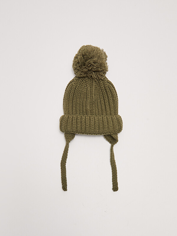 LCW baby Pompom Detailed Baby Boy Tricot Beanie