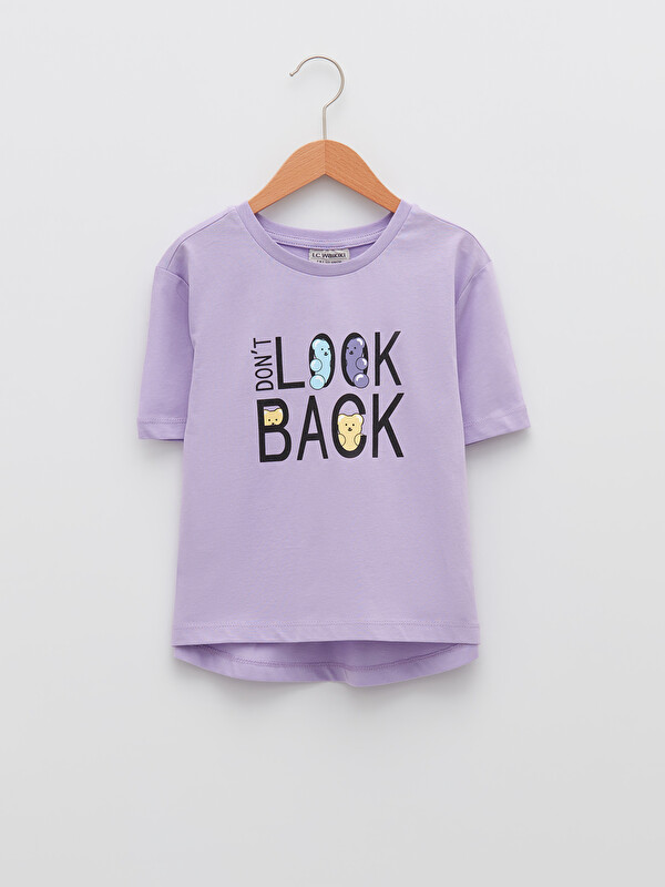 LCW Kids Crew Neck Printed Short Sleeve Cotton Girl T-shirt