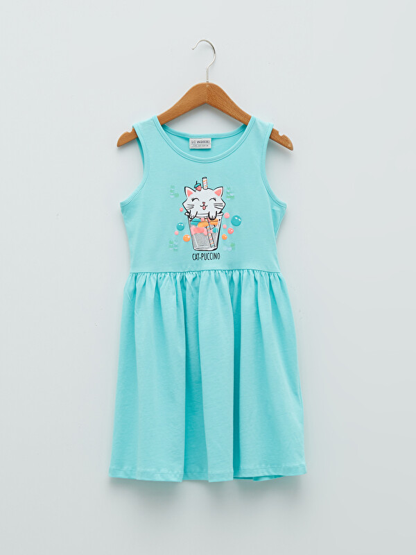 LCW Kids Crew Neck Printed Girls' Dress