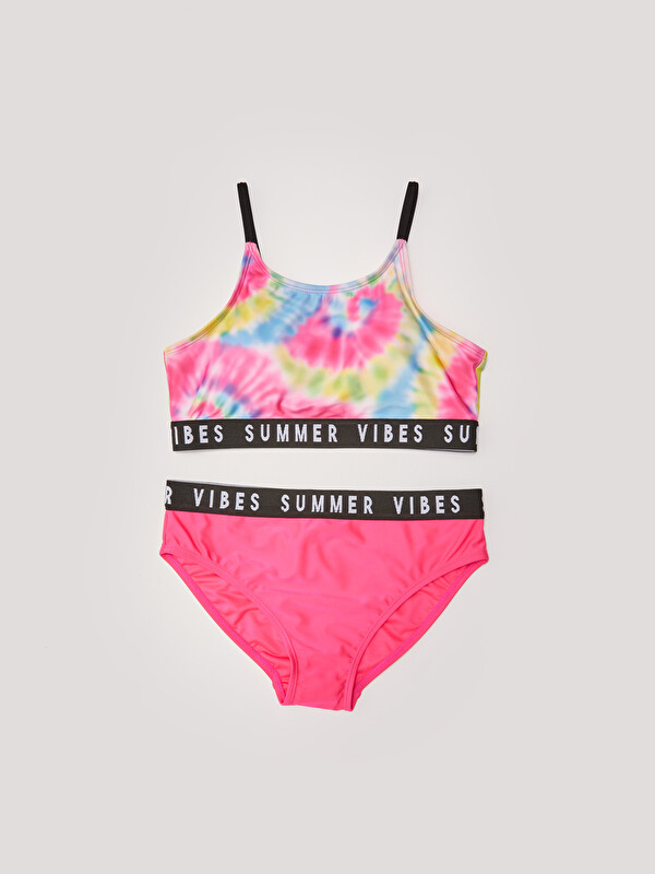 LCW Kids Girl's Bikini With Printed Stretch Fabric