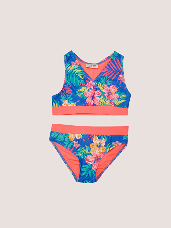 LCW Kids Girl's Bikini With Printed Stretch Fabric