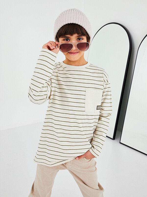 LCW Kids Crew Neck Striped Long Sleeve Boys' T-Shirt