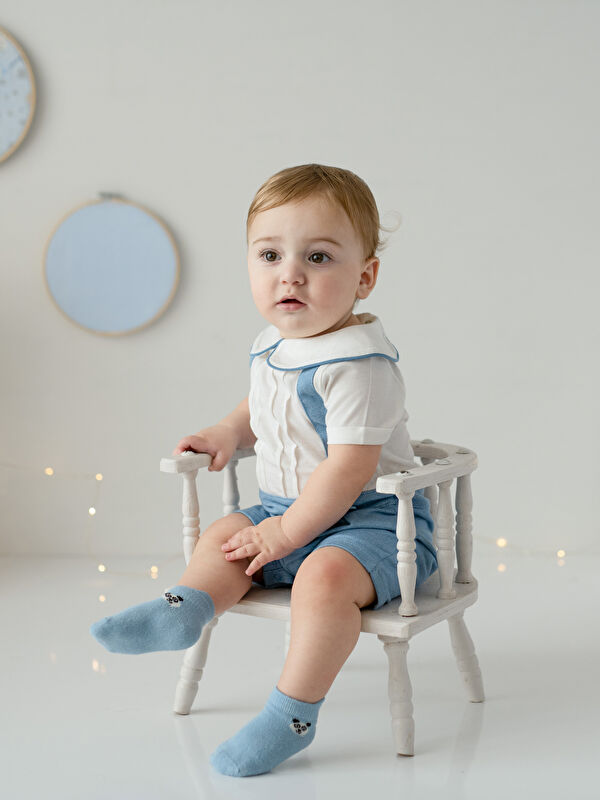 LCW baby Baby Collar Short Sleeve Baby Boy Rompers -S23363Z1