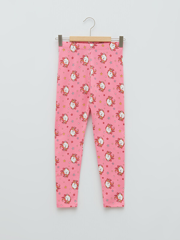 LCW Kids Elastic Waist Printed Cotton Girl Long Tights