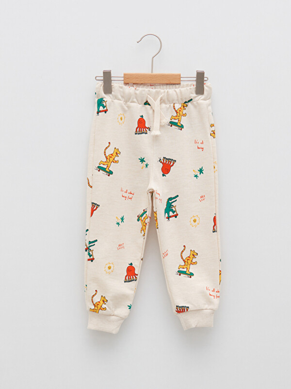 LCW baby Pantaloni de trening jogger pentru bebeluși băieți cu talie elastică și imprimeu