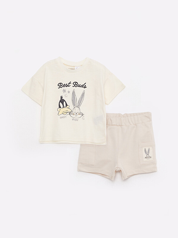 LCW baby Crew Neck Short Sleeve Bugs Bunny Printed Cotton Baby Boy 2 Pack