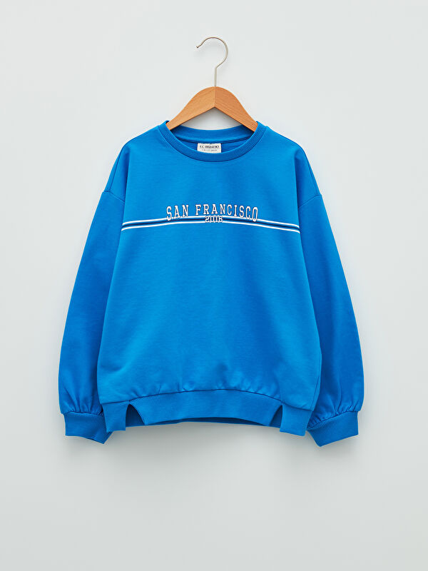 LCW Kids Crew Neck Printed Long Sleeve Girls' Sweatshirt