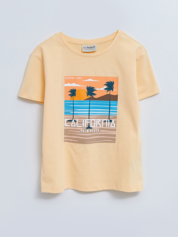 LCW Kids Crew Neck Printed Short Sleeve Girls' T-Shirt
