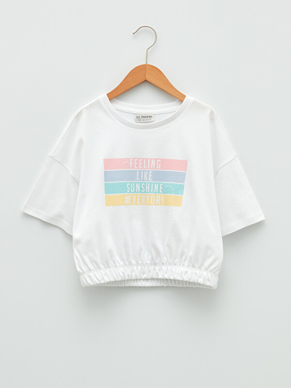 LCW Kids Crew Neck Printed Short Sleeve Girls' T-Shirt