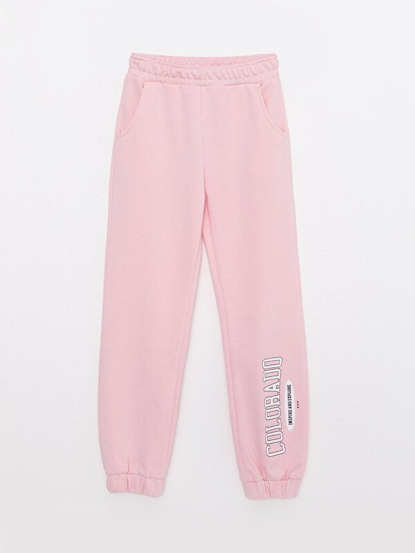 LCW Kids Elastic Waist Printed Girl Jogger Sweatpants