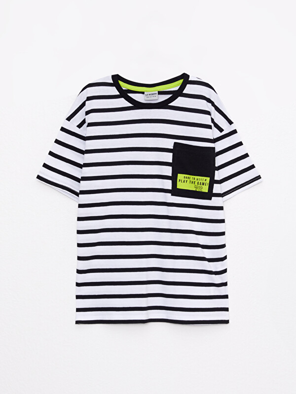 LCW Kids Crew Neck Striped Short Sleeve Cotton Boy T-Shirt