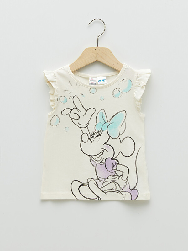 LCW baby Crew Neck Minnie Mouse Printed Baby Girls' T-Shirt