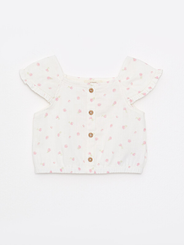 LCW baby Blouse Bébé Fille Imprimée en Coton à Manches Courtes et Col Rond